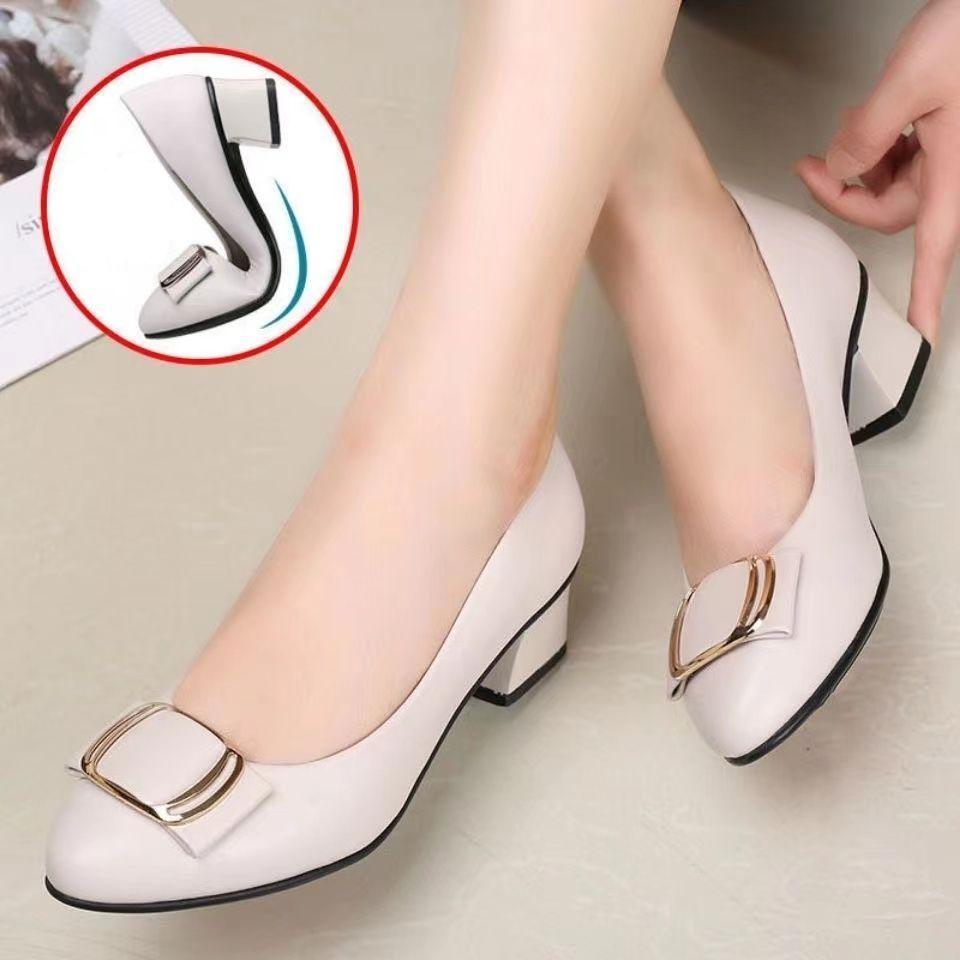 Fashion Shoes For Woman 2024 Luxury Leather Casual With Medium Heels Women's Summer Footwear Square E Discount Slip On Sale Chic Point A