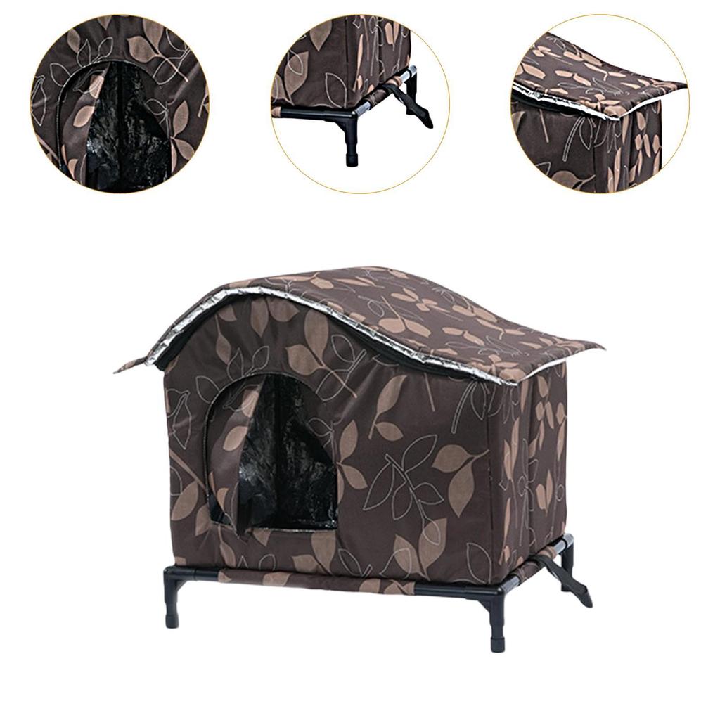 Oxford Cloth Outdoor Cat House Durable Rainproof Pet Shelter for Feral Felines Winter Enclosure