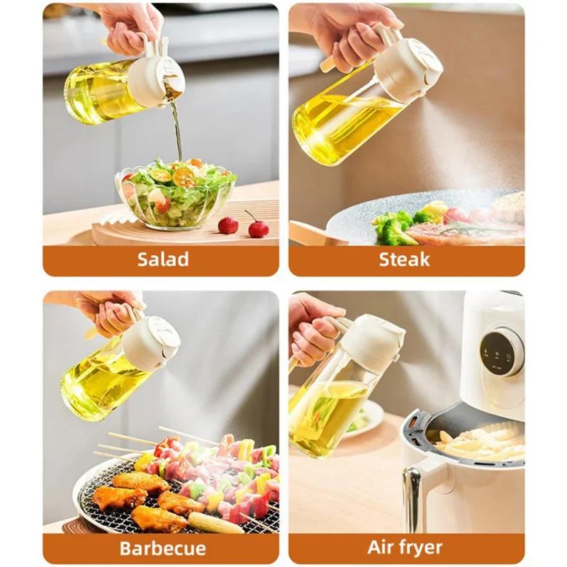 Oil Sprayer Kitchen Household Spray Pour Two Oil Sprayer Air Fryer Atomizing Oil Spray Bottle Plastic Leakproof Oil Can Pot