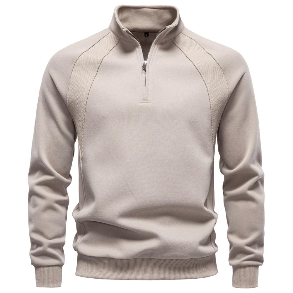AIOPESON Half Zip Katoenmix Sweatshirts Opstaande Kraag Geribbelde Manchetten Raglanmouw Casual Sport Heren Herfst Winter Warm Pullover