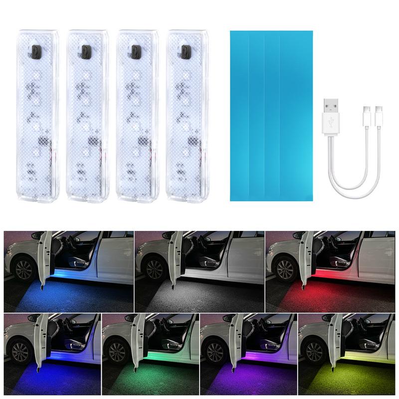 LED Car Welcome Door Lights Magnetic RGB Cars Atmosphere Warning Light Rechargeable Wireless Doors Step Courtesy Opening Lamps