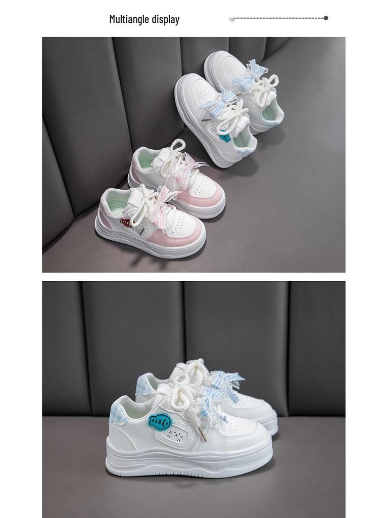 Milky Fufu Spring/Autumn Children's White Skate Shoes - Cute, Versatile, and Comfortable with Thick Soles