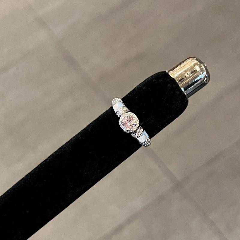 Korean Style Pink Geometric Zircon Ring – Sweet, Fashionable, and Adjustable for a Light Luxury Feel