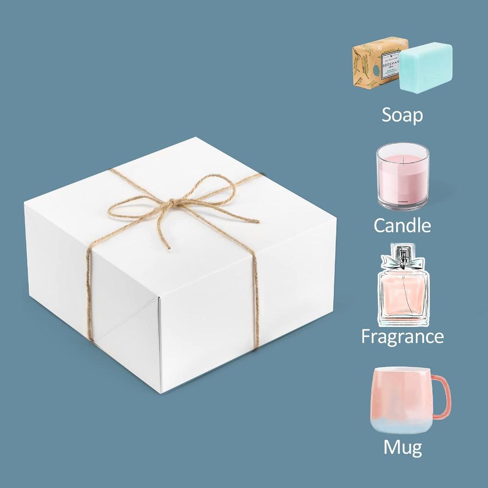 5pcs Premium Gift Boxes with Lids and Hemp Rope Paper Gift Gift Packing Boxes for Christmas Gifts Bridesmaid Proposal Boxes Easy Assemble Boxes