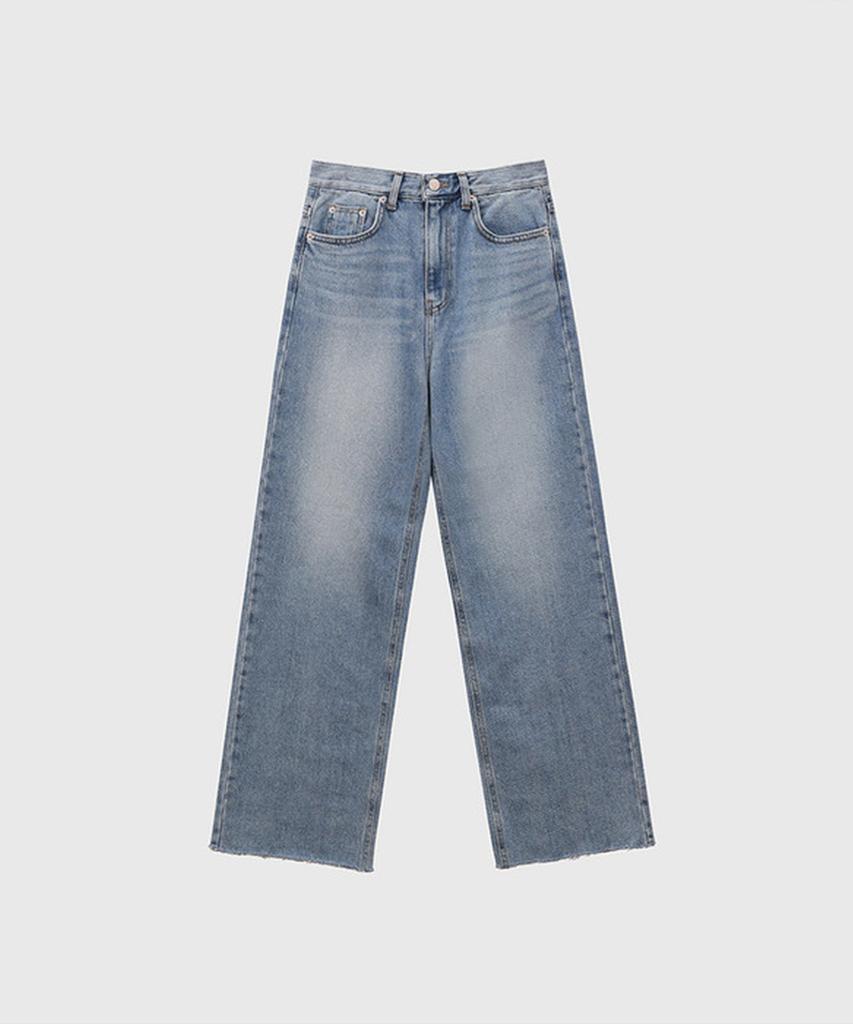 Kwinseulaebis Vintage Cutting Semi Wide Denim Pants