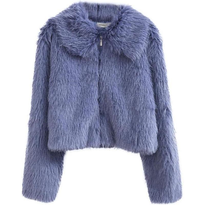 

Autumn and winter new fur women s faux fur coat long-sleeved jacket zipper jacket thermal toka XXL