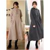 Original [Nissenxcheap] Wool Fleece Lining Waist Ruched Hooded Parker Horn Dress