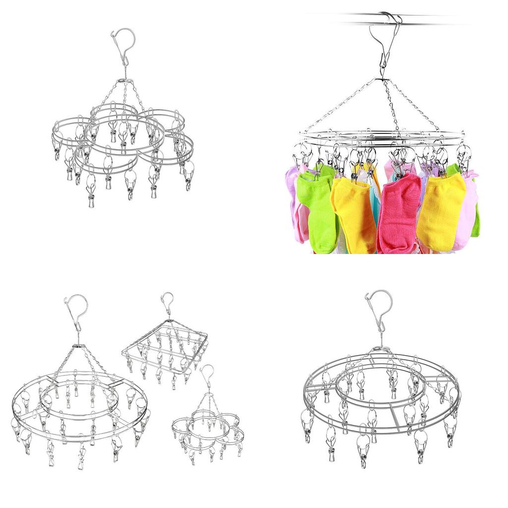 Heavy Duty Stainless Steel Socks Hanger With Non Expandable Clamps For Indoor Or Outdoor