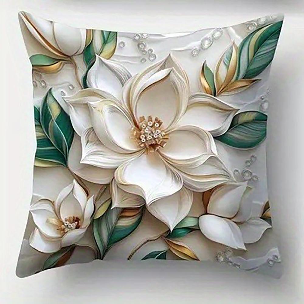 Floral Art Cushion CoverBedroom Sofa Decorative Cushion Cover With Zipper Soft Cushion Cover