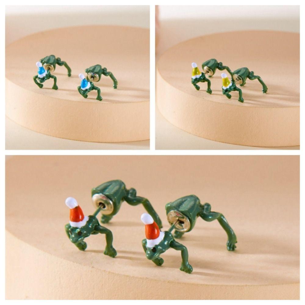 Waterproof Frog Earrings Santa Hat Rock Ear Decoration New Christmas Earrings  Party