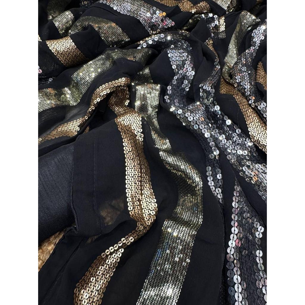 Presenting You Most Beautiful Seqwance Saree Collection, Blouse (Need To Be Stitched As Per Size And Fit)