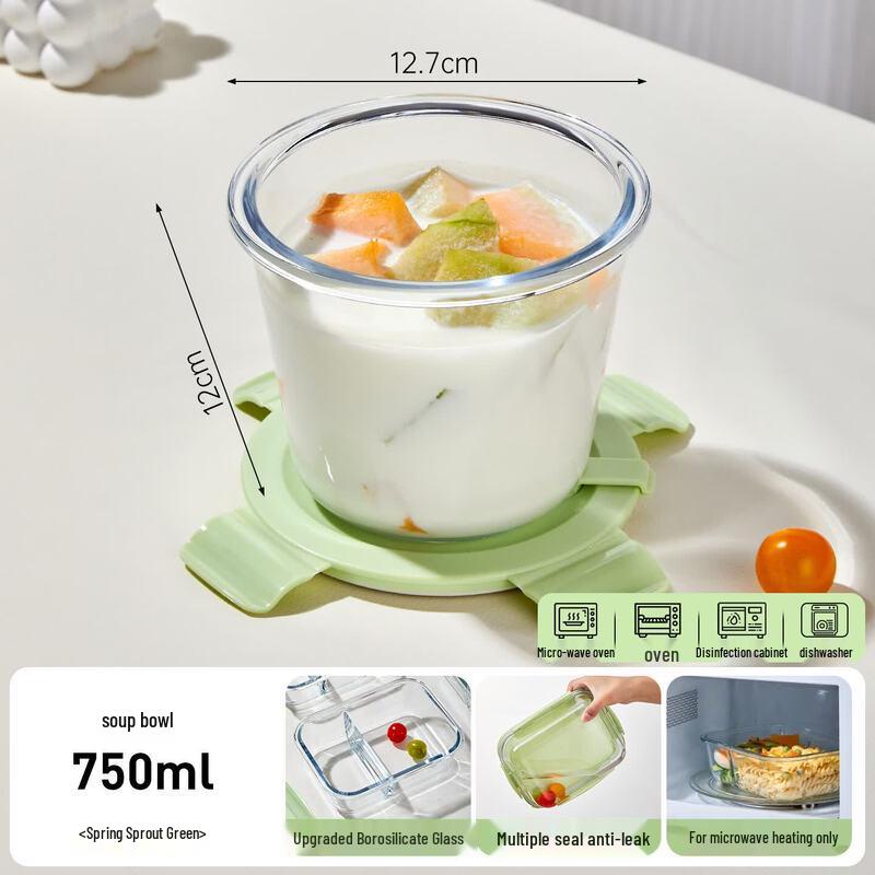 Divided Glass Bento Lunch Box