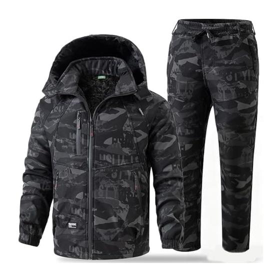 [mxcgzl] Cold weather clothing, winter workwear, top and bottom set, waterproof, cold protection, windproof, stain resistant, camouflage, brushed