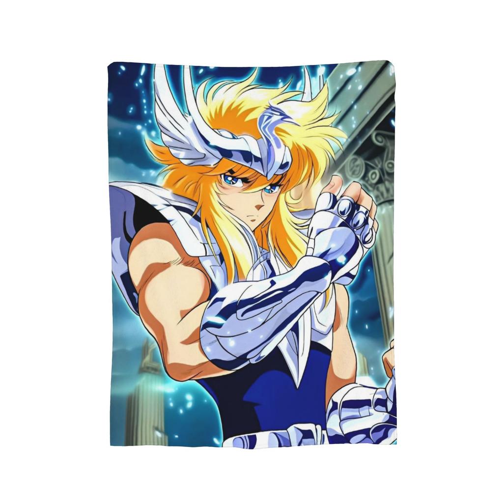 Knights Of The Zodiac Anime Fleece Throw Blanket Saints Seiyas Blankets for Bedding Office Super Warm Bed Rug,