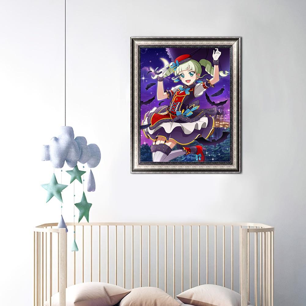 5D-Diamantgemälde zum Selbermachen, niedliche Anime-Charaktere, Kreuzstich-Set, Mosaik-Diamant-Stickerei, Rose, kompletter runder quadratischer Bohrer, Heimdekoration