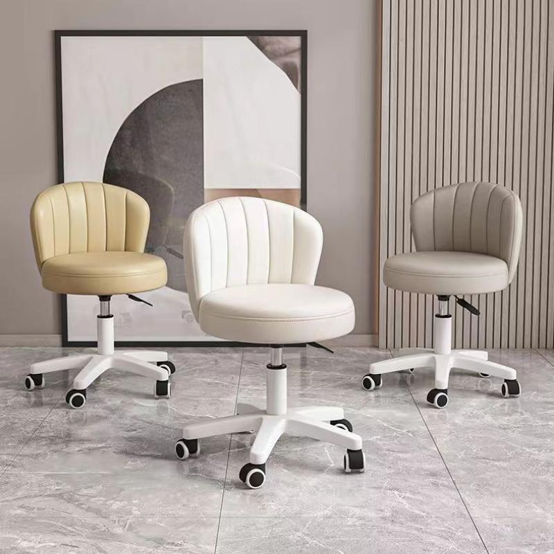 Round Swivel Stool with Backrest - 136.08 KG Weight Capacity, 360° Rotating, Adjustable Height, Ideal for Beauty Makeup