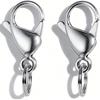 IVIA Dog Tag Clips / 316 Stainless Steel Lobster Buckle with Rings for Cat& Dog Collars and Necklace(2 Pack Silver)
