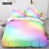 Rainbow Gradient Duvet Cover Set Queen Size Cute Bedding for Kids Girls Polyester Quilt Cover Single King Twin