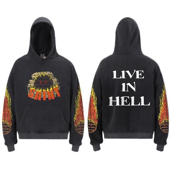 Unisex VTG High Street Saint Portrait Pattern Hoodie Sweatshirt