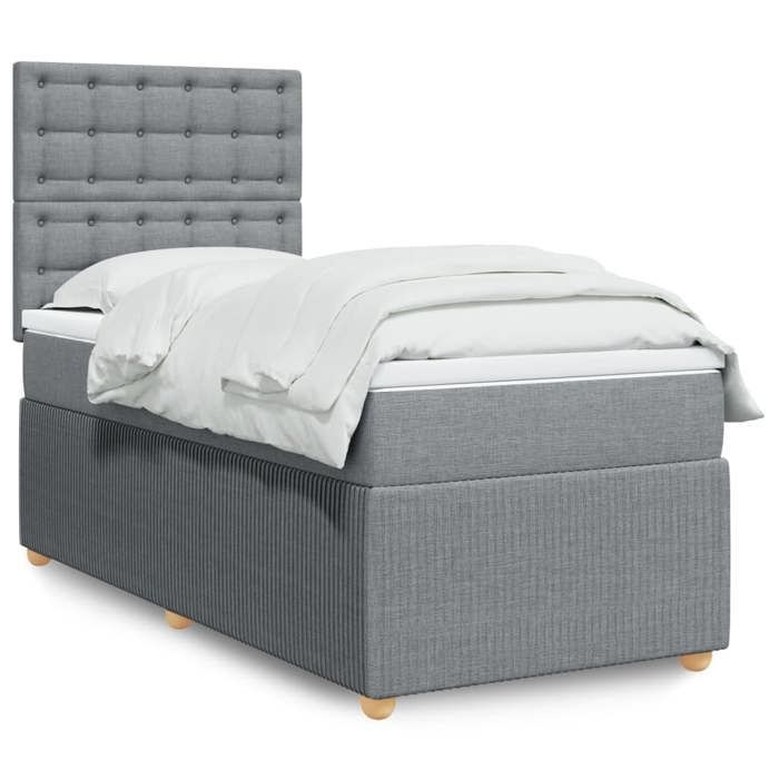 VidaXL Sommier à lattes de lit avec matelas Gris clair 100x200cm Tissu 3291981