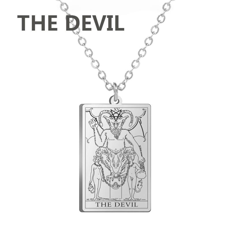 LIKGREAT Tarot Card Necklace Major Arcana Tarots Stainless Steel Necklaces Divination Jewelry Birthday Gift for Women Men