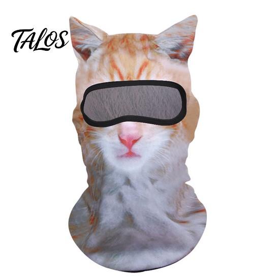 Animal Cosplay Headgear 3D Ears Balaclava, Cat Dog Snow Leopard Face Mask for Halloween Halloween, Full Cover Outdoor Cycling Skiing