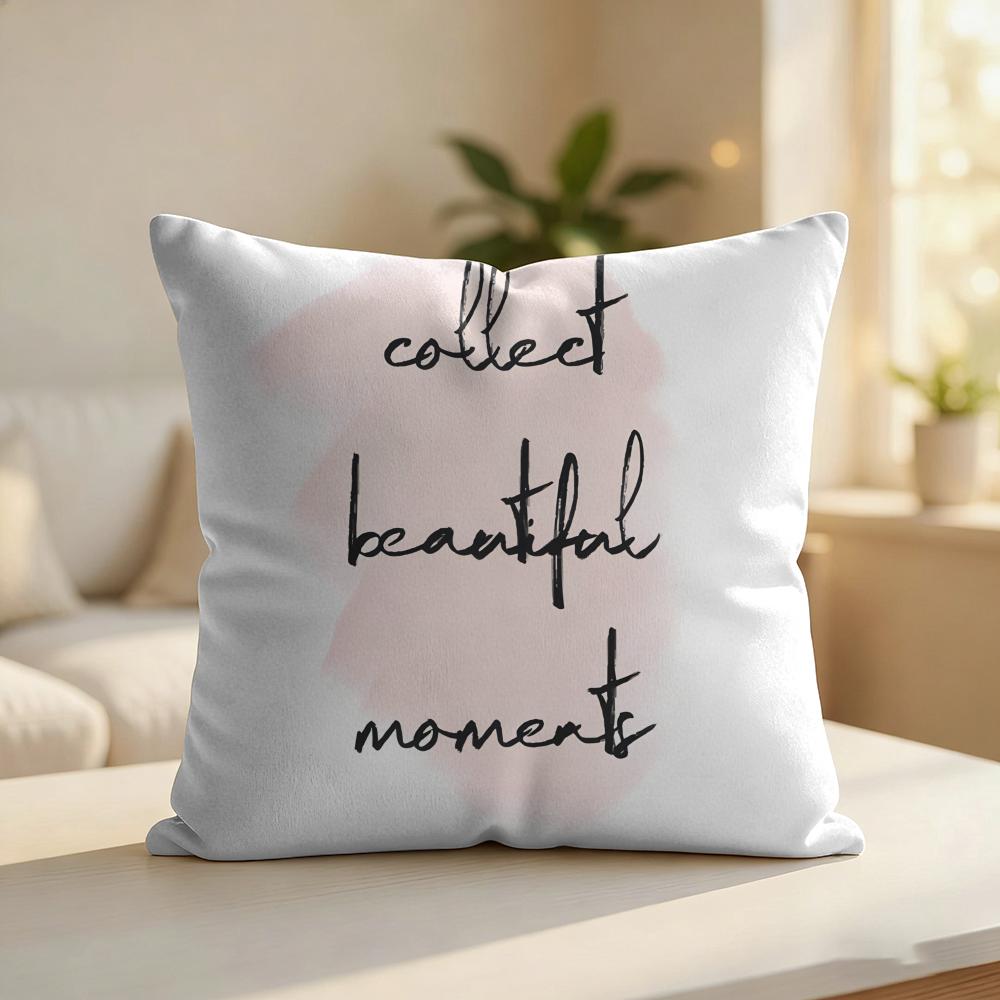 Finlay Noa Simple Words Ins Cushion Cover Silky Short Plush Invisible Zipper Dustproof Sofa Pillow Case For Home Decor