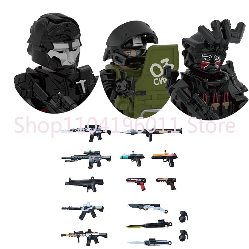MOC UV Printing Military Building Blocks Accessories Soldier Figures Special Forces Army Sniper Police Bricks Toy Children Gift