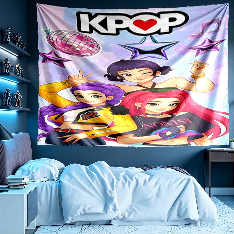KPop Demon Hunters Print Tapestry, Lightweight Wall Hanging, for Bedroom, Dorm, Living Room, Home Art Decor - Birthday Christmas Gift for Friends