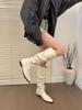 North Island Daughter! Korean Version Three-wear Pointed Inner Height-increasing Stacking Boots Pleated Flat Boots