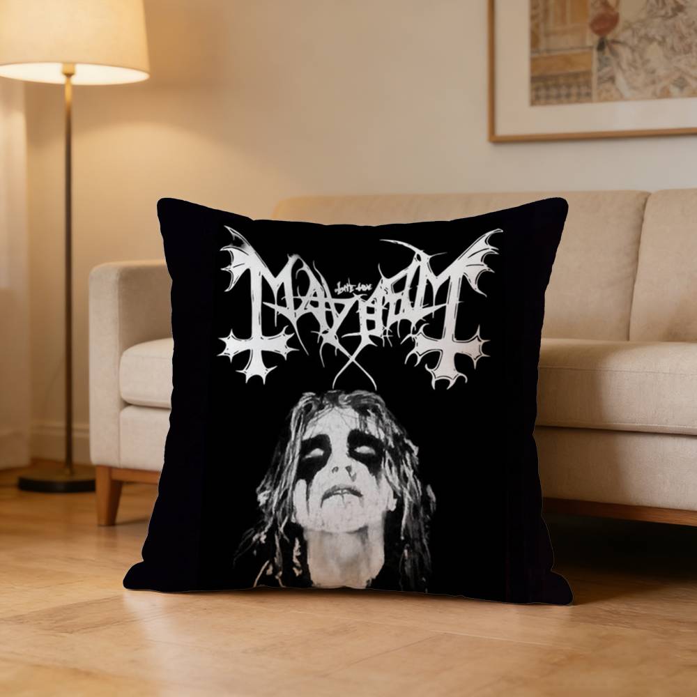 D-Darkthrone Mayhem Band Pillow Case Pattern Printed Pillowcase For Living Room Sofa Cushion Cover