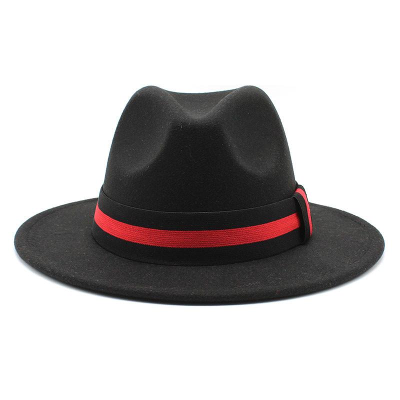Ji Nan Ladies Black Wool Jazz Hat Big Eaves Hat Flat Edge Top Hat Czy-054