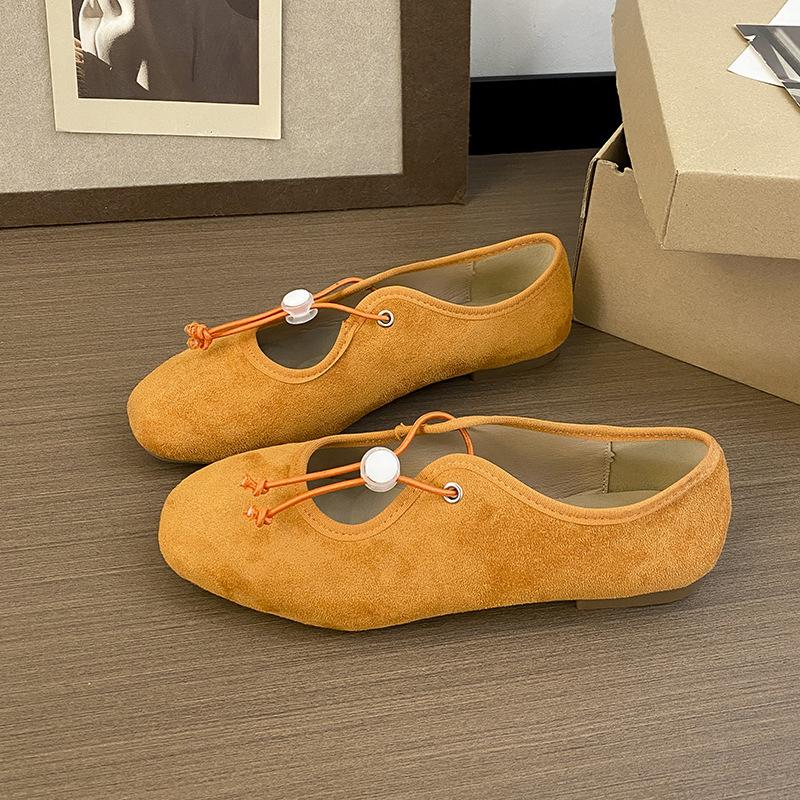 

2025 new hollow lace-up ballet shoes soft-soled non-slip Mary Jane single shoes versatile shallow mouth casual women s single shoes 40 коричневый