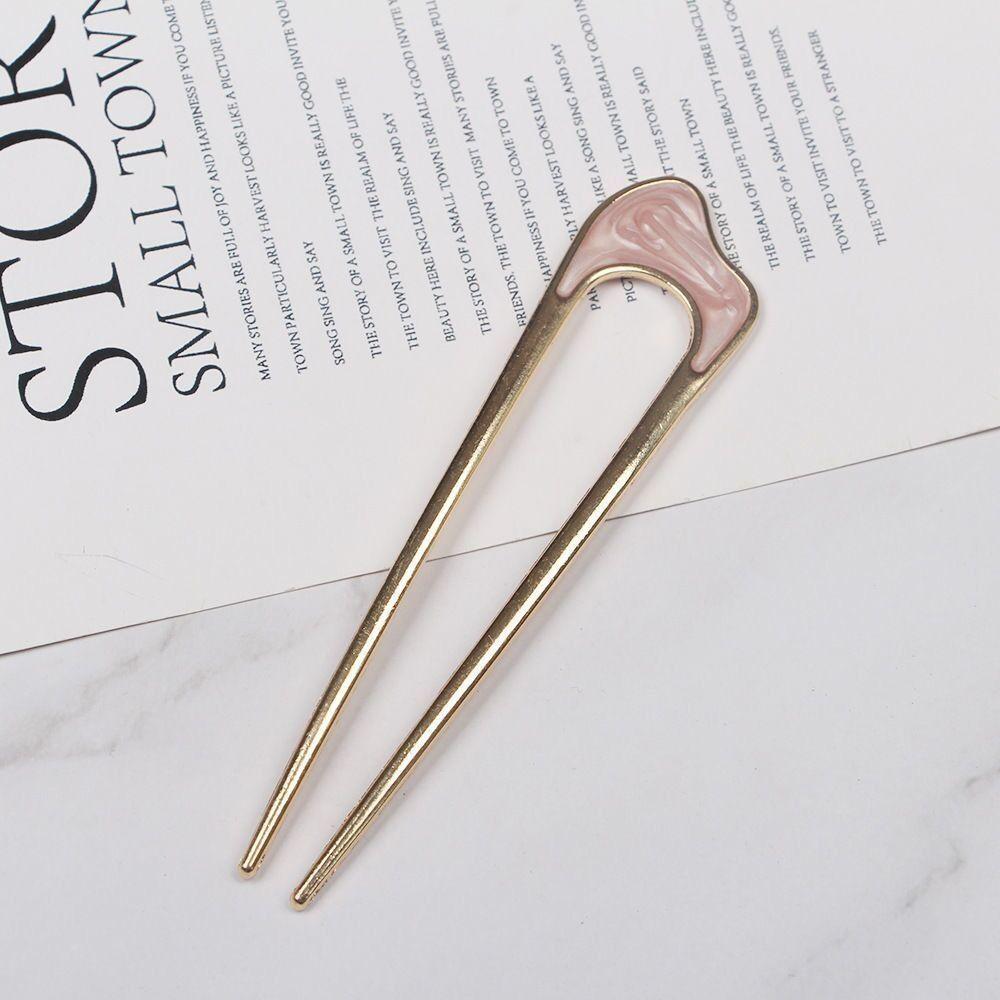 

U-образная шпилька для волос Ретро палочки для волос Модная вилка для волос Женщина Девушка pink-2