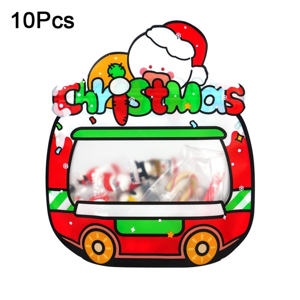 

10 шт. Пластиковый рождественский подарочный пакет Мультяшные пакеты для упаковки еды Милые маленькие пакеты для закусок в виде машинок Печенье красный