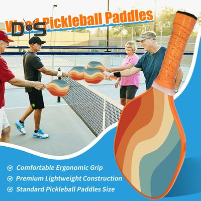 Pickleball Paddle Wooden Pickle Ball Racket with Rubber Edge Ergonomic Handle Outdoor Pickleball Sports Accessories