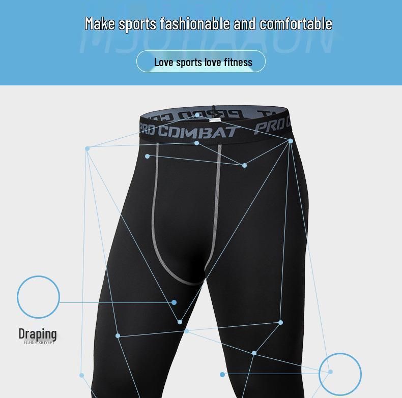 Men's Sports Compression Tights: Quick-Dry, High-Elastic 7/8 Leggings for Running, Basketball, and Cycling.