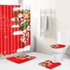 Christmas Shower Curtain Floor Mat Combination Four-Piece Set Bathroom Toilet Carpet Shower Room Mat Foot Mat