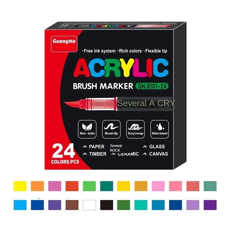 Acrylmalstifte Marker Pinselspitze Malstifte für Felsenmalerei Holz Leinwand Stein Weihnachtsgeschenk DIY Bastelarbeiten