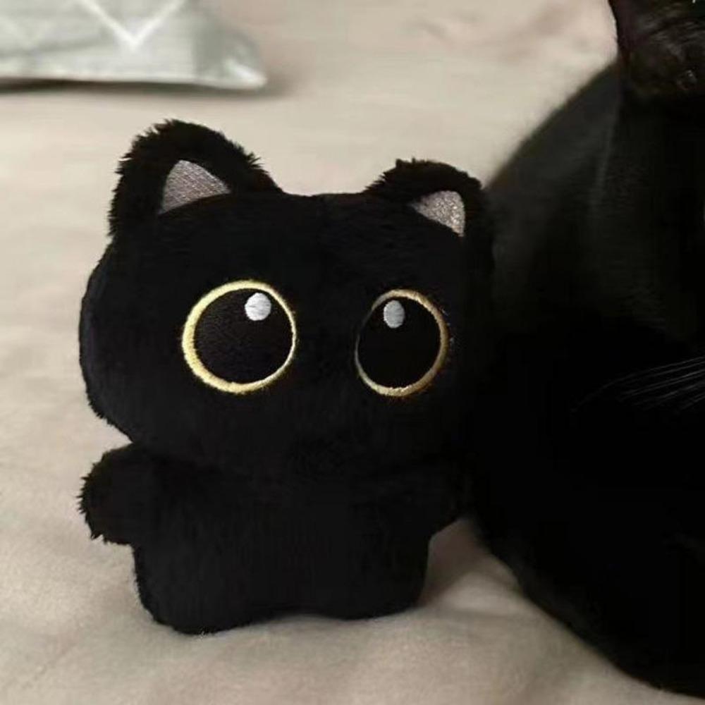 10cm Black Cat Plush Toy – Soft Mini Stuffed Animal Doll, Cute Pendant Pillow for Kids Birthday Gifts & Keychain Decor