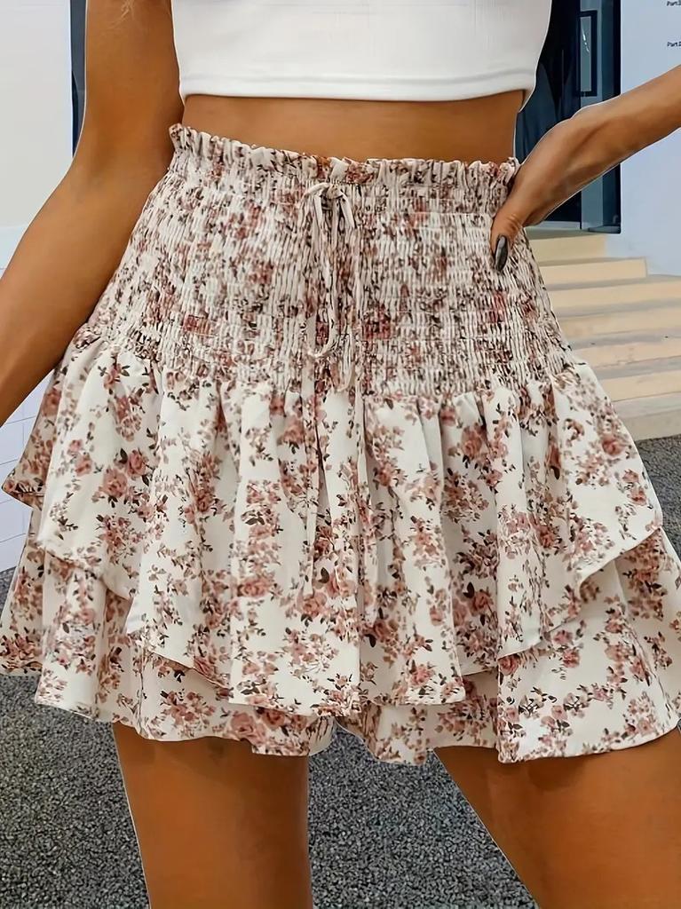 Ladies summer hot sale new fashion printed wide-leg shorts loose versatile casual pants