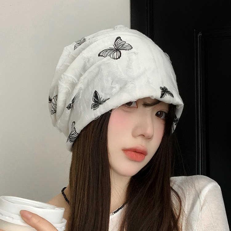 Female Butterfly Embroidery Autumn and Winter New Hat Retro Thermal Hat