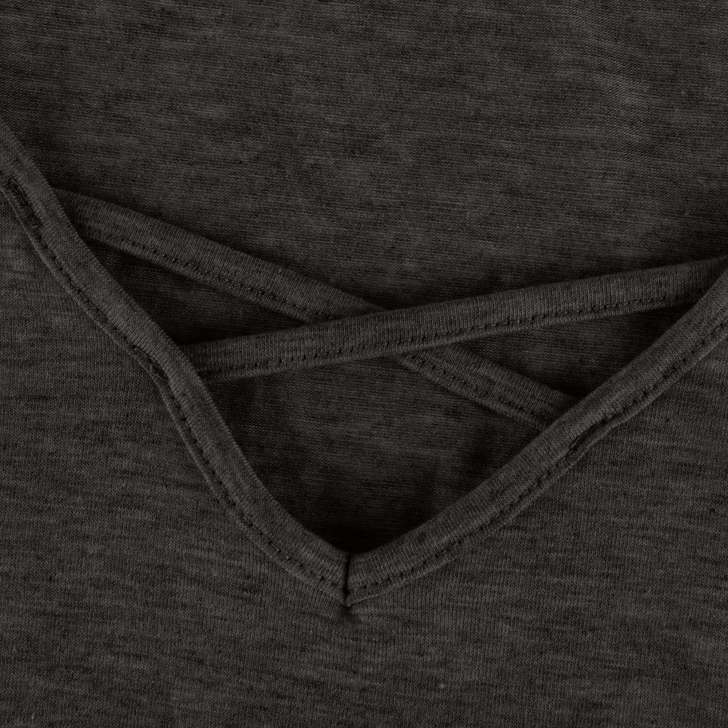 Women's V-neck Solid Color Casual Loose Long Sleeve T-shirt Top