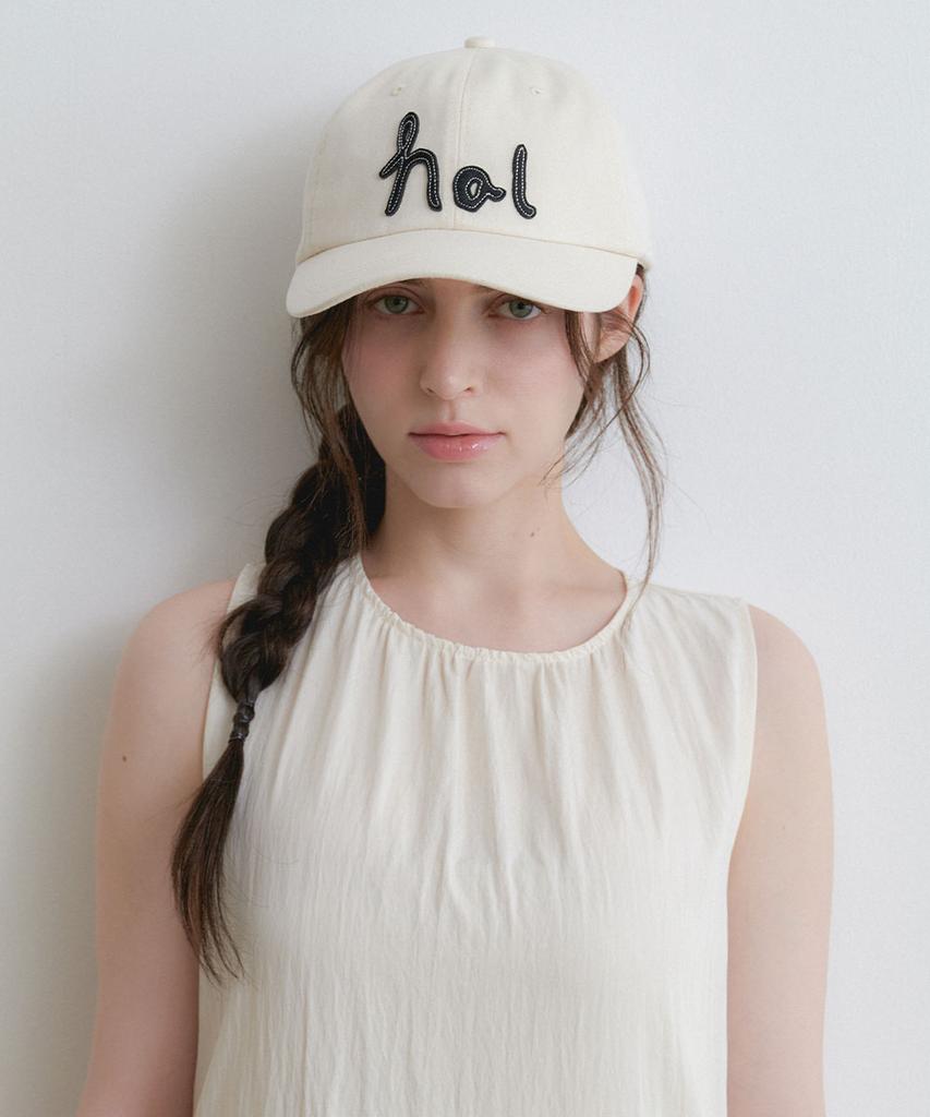 Hallen Stitch Logo Lettering Ball Cap (C082_Ivory)