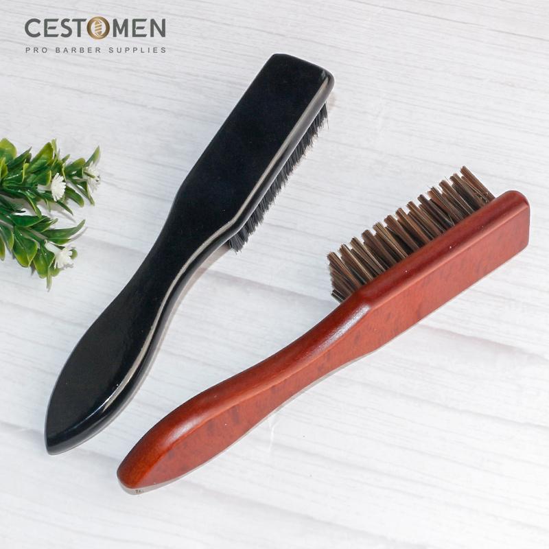 CESTOMEN Professioneller Friseur-Halskehrbürstenkamm aus massivem Holz mit Nylonborsten, Reinigungsbürste für Haarschnitte, Verblassen für Männer