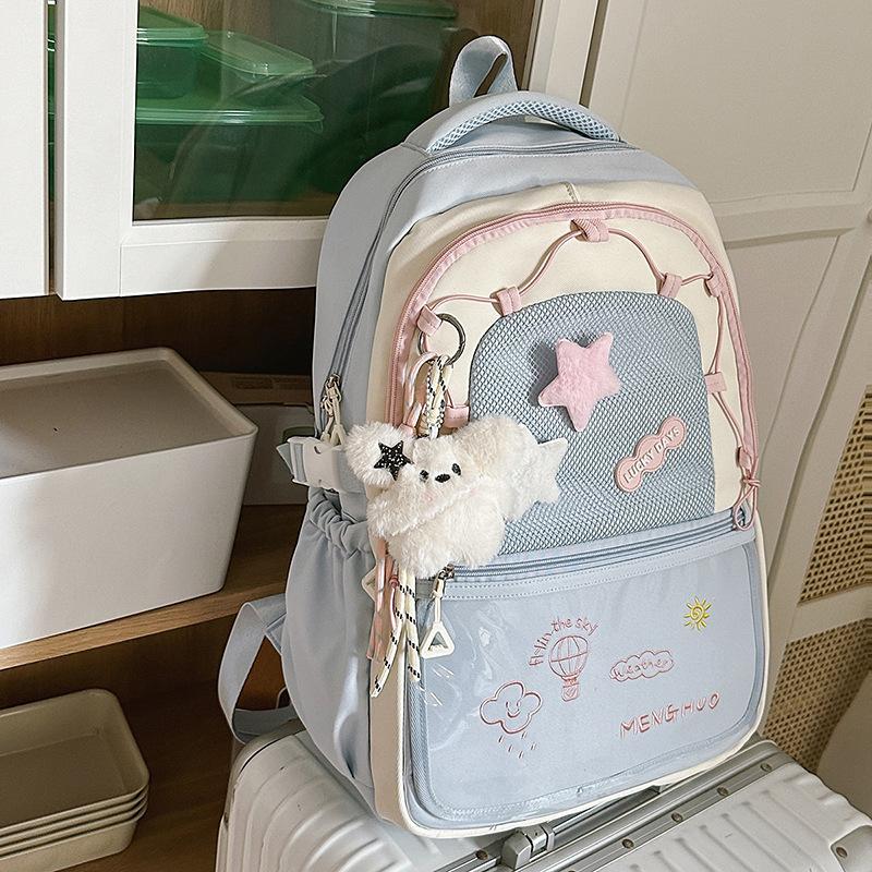 Japanese ins Academy Wind Contrast Color Large Capacity Fresh Girl Backpack Lightweight Versatile Junior High School Backpack