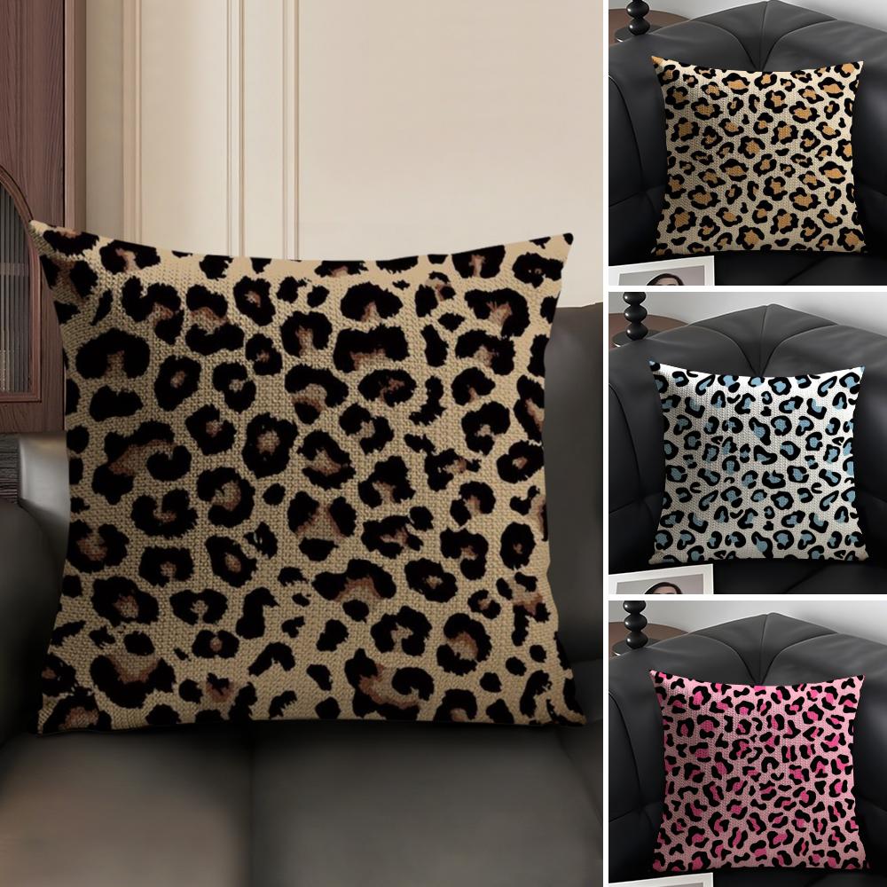 Fashion Luxury Leopard Print Cushion Cover Natural Linen Organic Fabric DoubleSided Printing Sofa Home Decor Gift Pillow Case