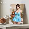 Flat 2D Iron Wall Art Blue Dress Teddy Bear Metal Sign Weatherproof Indoor Outdoor Decor