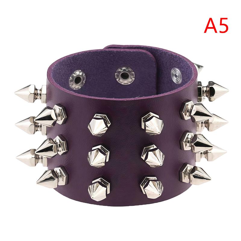 

[LA]1Pc PU Leather Studded Bracelet Punk Spike Rivets Cuff Wristband Retro Rock Rivet Wristband Wrap Adjustable Spike Bracelet