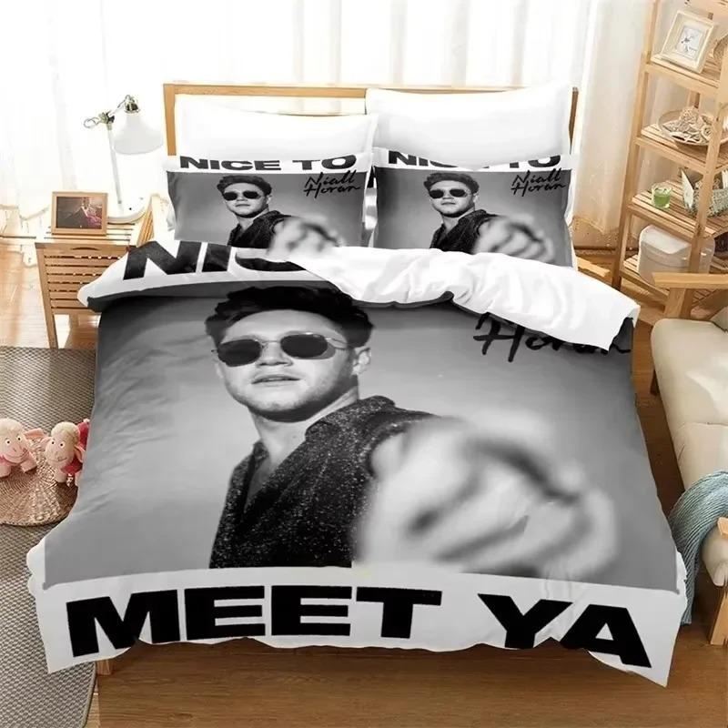 

3D Print Nial Horan Beding Set,Soft Duvet Cover Warm Comforter Bed Linen Set Comfortable Quilt Cover Pilowcase,King Quen Twin Sized Dimensions Young 135*200cm Eu-Single
